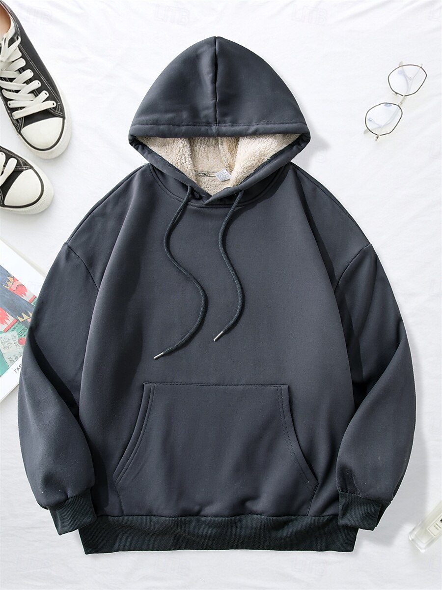 dámská mikina mikina fleece plain street denní nošení kapsa ležérní comfrt mikina s kapucí dlouhý rukáv mikroelastický podzim zima podzim & zimní comfrt prodyšná měkká tkanina 2025 - $36.99 –P9