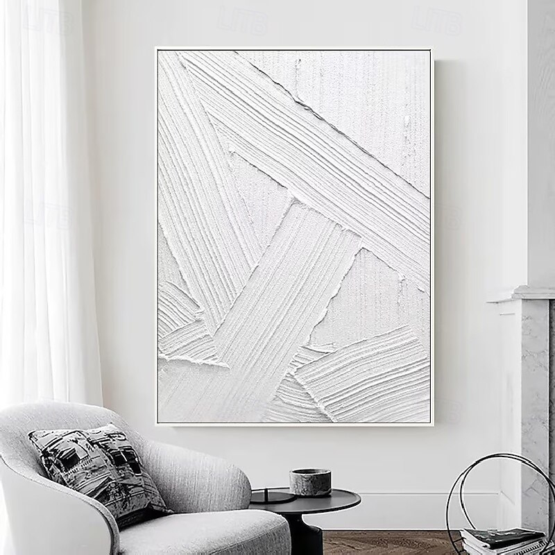3D witte olieverfschilderij met de hand geschilderd dikke textuur olieverfschilderij met de hand geschilderd beige wit schilderij op canvas abstract 3D witte textuur olieverfschilderij wandkunst 2025 - $125.99 –P3