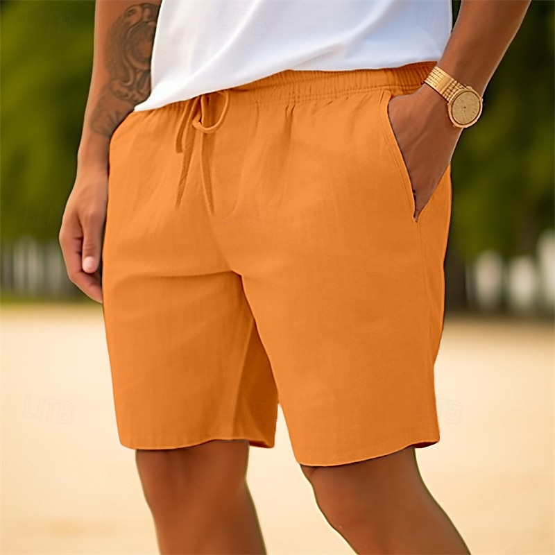 Homens Calção Shorts de verão Shorts de praia Com Cordão Cintura elástica Perna reta Tecido Conforto Respirável Curto Casual Diário Feriado Moda Estilo Clássico Branco Azul Marinha de 2025 por $16.49 –P10