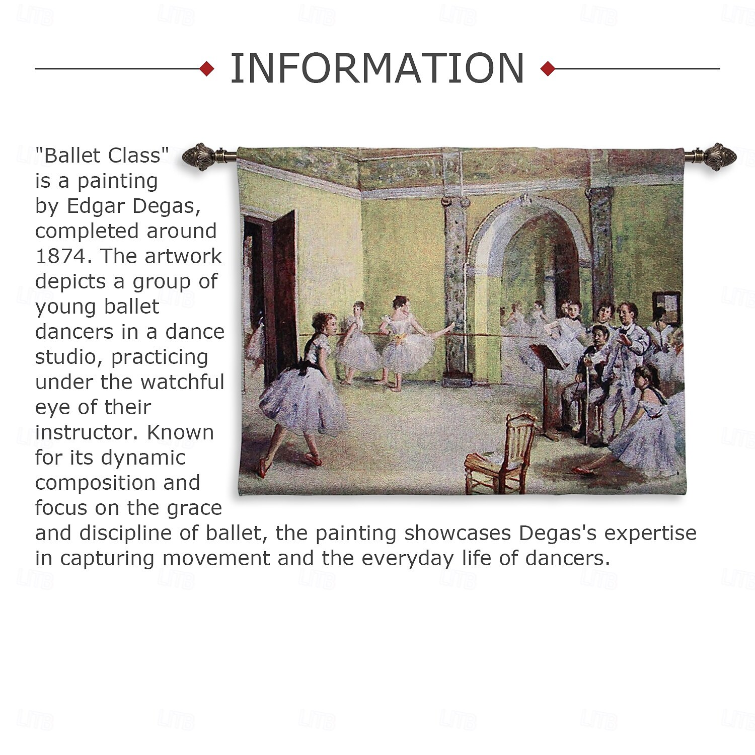 Jacquard Woven Tapestry Gobelin Aubusson Wall Art Hanging Aubusson Large Tapestry Reproduction Loom Cotton Weave Ballet Class Belgian Tapestry (without tassels and rod) 2025 - $91.99 –P3