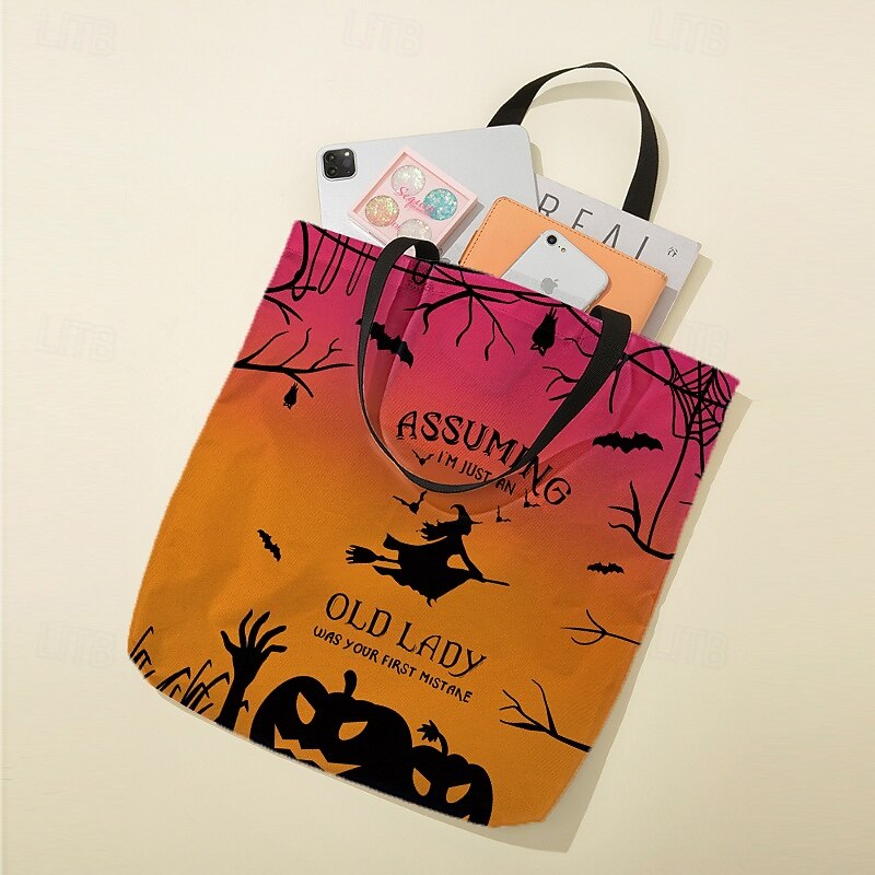 dámská kabelka s tématem halloween s designem čarodějnice a úplňku - ideální pro halloween a každodenní použití 2025 - $16.99 –P4