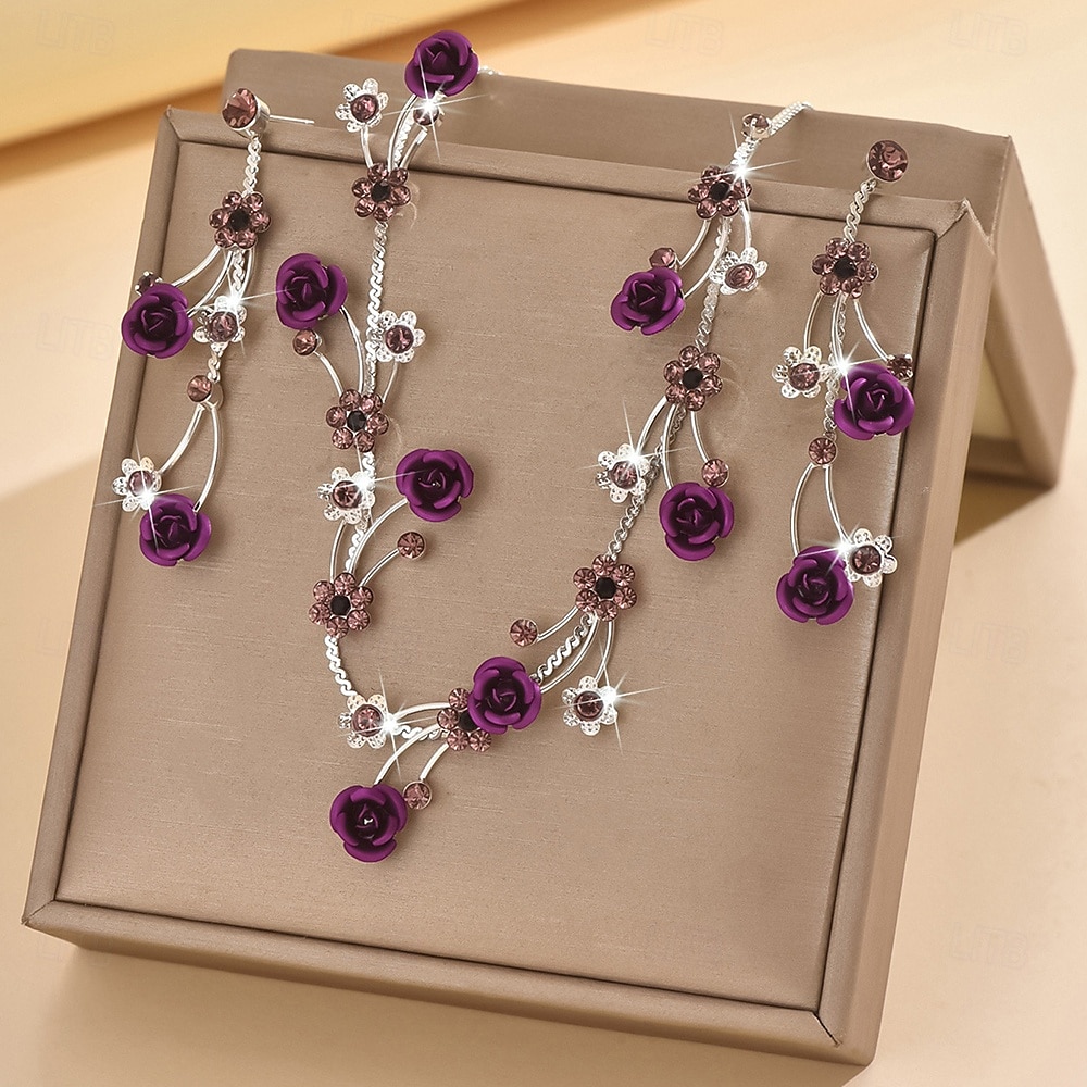 Sieradenset 3 stuks Legering Oorbellen Kettingen Dames Elegant Vintage Modieus meetkundig Bloemvorm Geometrische vorm Sieraden set Voor Bruiloft Feest Vuosipäivä 2025 - $20.99 –P3