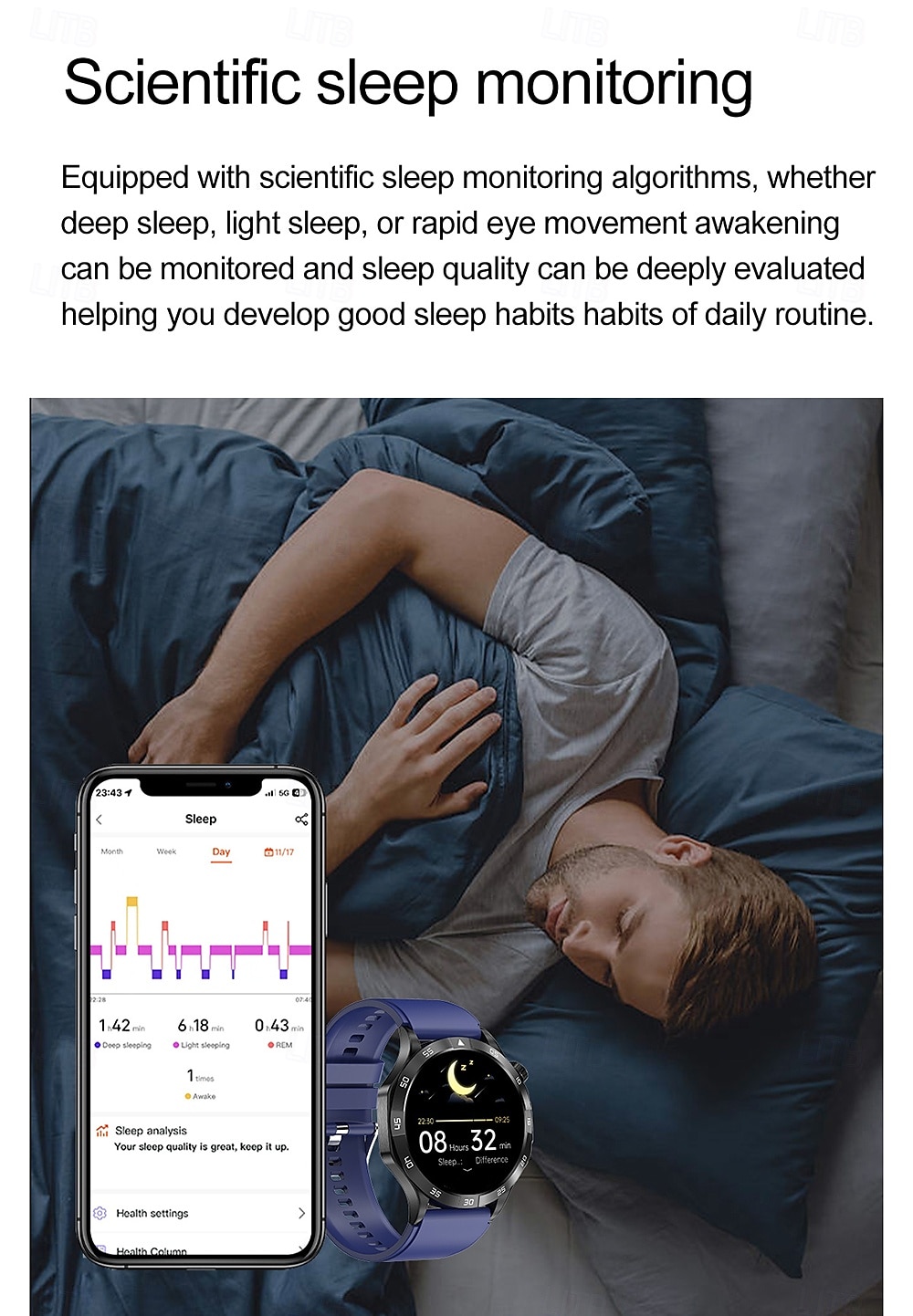 2025年 iMosi ET381 スマートウォッチ 1.43 インチ スマート·ウォッチ ブルートゥース ECG + PPG 温度監視 歩数計 と互換性があります Android iOS 女性 男性 ハンドフリーコール 防水 メディアコントロール IP 67 46mmの時計ケース  コレクション – $79.79 –P12