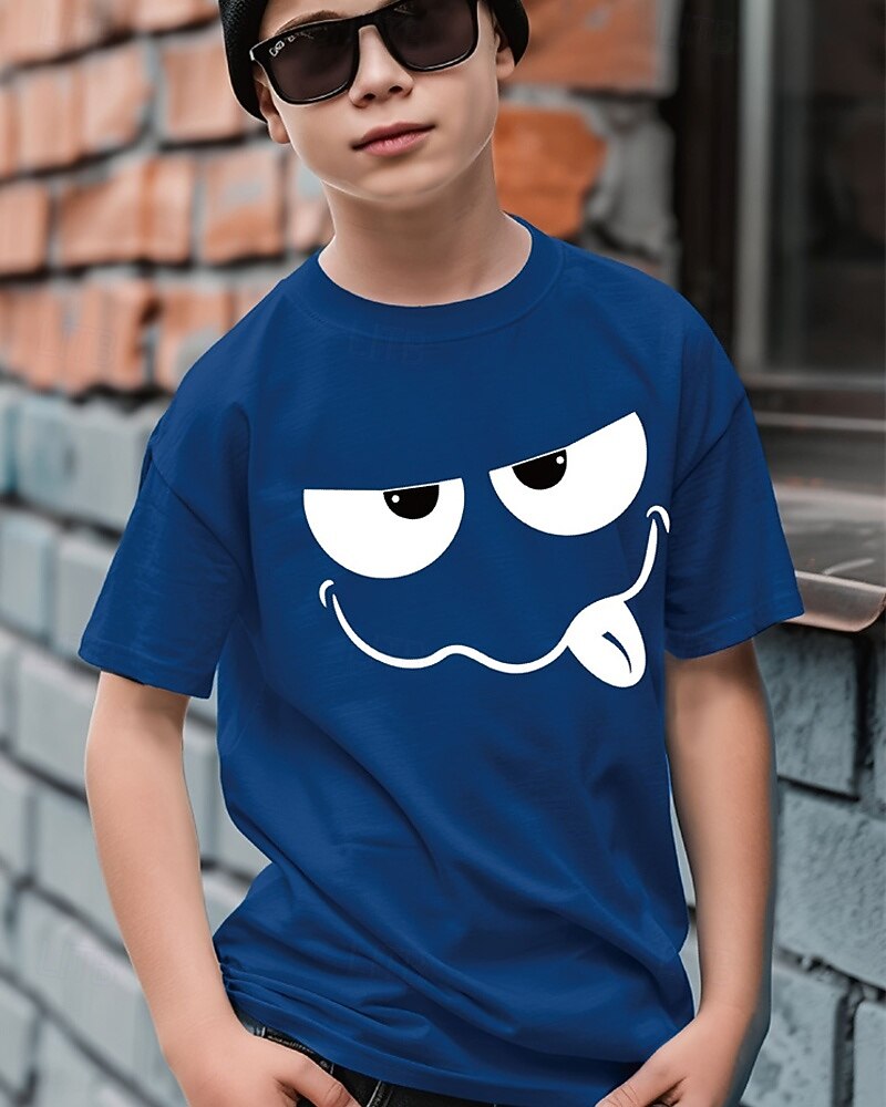 Jungen 3D Karikatur T-Shirt Kurzarm Sommer Frühling Modisch Basic 100% Baumwolle kinderkleidung 4-12 Jahre Rundhalsausschnitt Outdoor Casual Täglich Regular Fit 2025 - $13.99 -P3