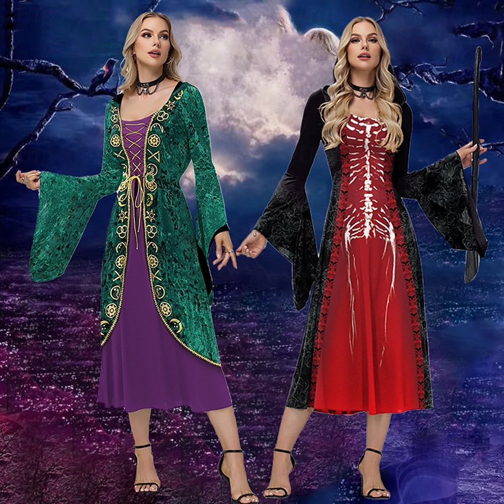 Hokuspokus Hexe Winifred Walpurgisnacht Kleid Erwachsene Damen Punk & Gothic Party / Abend Maskerade Einfaches Karnevalskostüm 2025 - $47.99 –P1