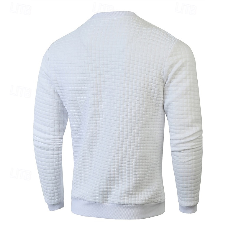 Bărbați Hanorca Hanorac Waffle Negru Alb Verde Militar Kaki Gri Închis Stil Nautic Simplu Striat Texturat Textură tricotată Sporturi & Exterior Zilnic Concediu Poliester Șic Stradă De Bază Casual 2026 - $18.99 –P7