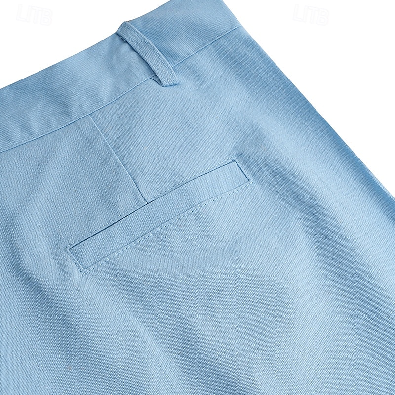 Męskie Lniane spodnie Spodnie Letnie spodnie Spodnie plażowe Przednia kieszeń Prosta noga Równina Komfort Oddychający Codzienny Święto Moda Podstawowy Czarny Biały 2026 - $29.99 –P10