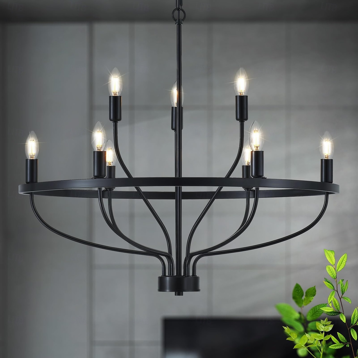 Lustre à LED suspendu 6/9/12 lumières industriel vintage grand lustre rond rustique à bougie pour salon chambre 110-240v de 2025 ? $266.59 –P1