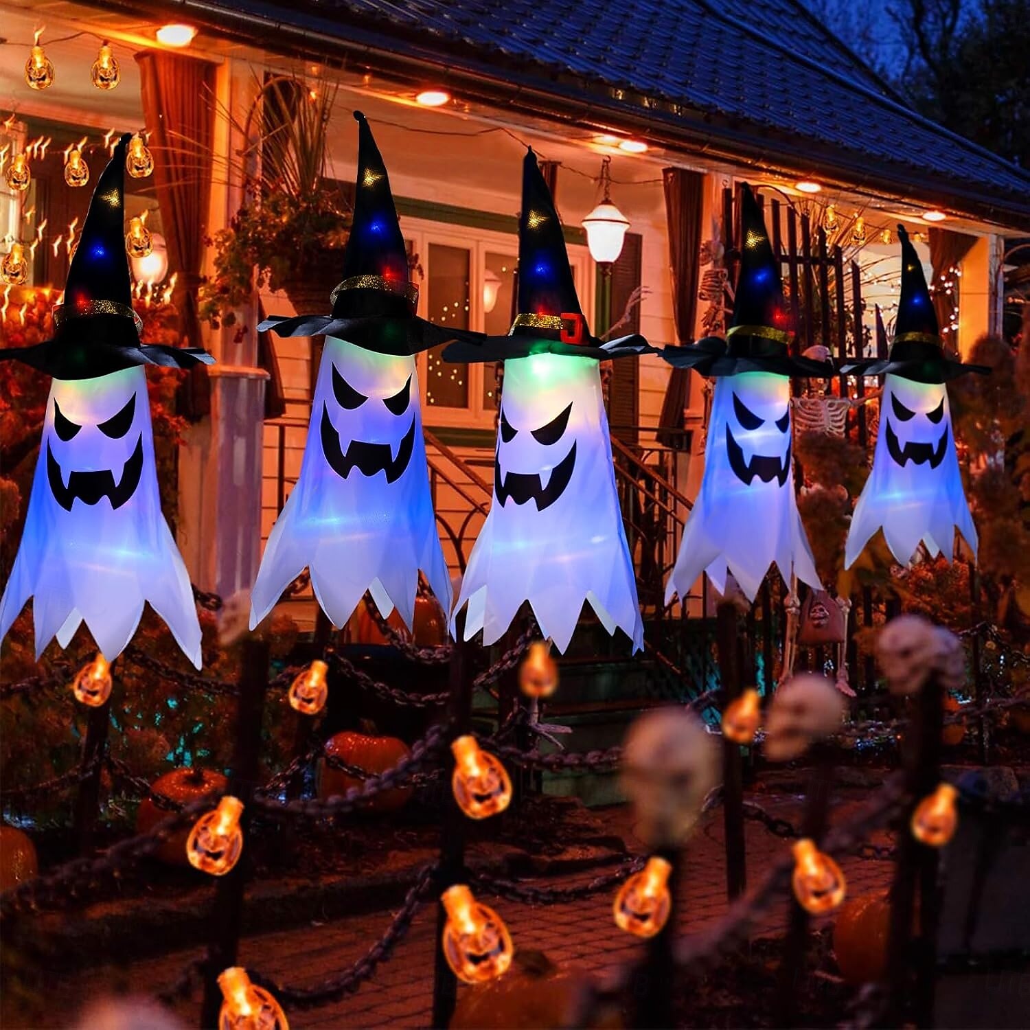 Décorations d'Halloween à suspendre, fantômes éclairés, veilleuses LED pour extérieur et intérieur, pour patio, arbre, jardin, fête d'Halloween, décoration de la maison, 1/2/4/8 pièces de 2025 ? $7.99 –P4