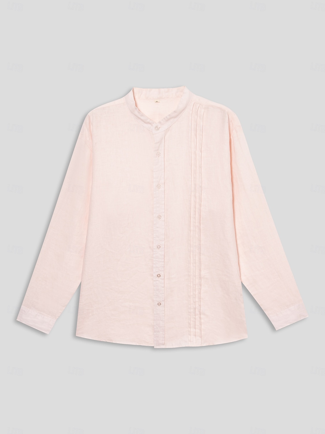 Miesten Paita Pellava paita Button Up paita Tavallinen ulko- Loma Valkoinen Punastuvan vaaleanpunainen Pitkähihainen Pystykaulus 봄 & Syksy Vaatetus Rypytetty 2025 - $5.59 –P3