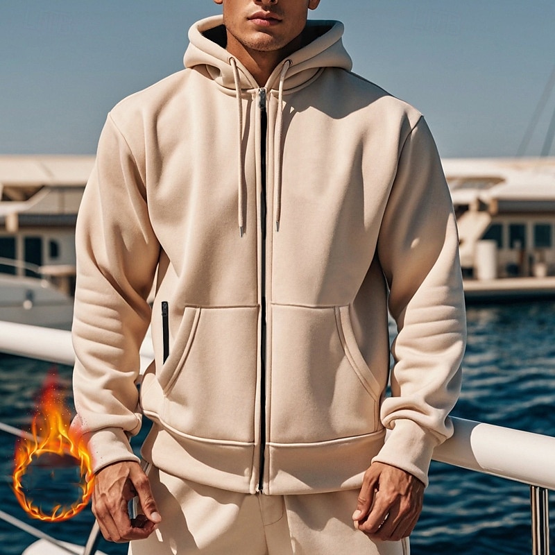 Per uomo Felpa con cappuccio a zip intera Felpa con cappuccio e zip Felpa con cappuccio in pile Nero Blu marino Cachi Grigio chiaro Con Cappuccio Semplice Con zip Tasca Sport & Outdoor Quotidiano del 2025 a $26.99 –P1