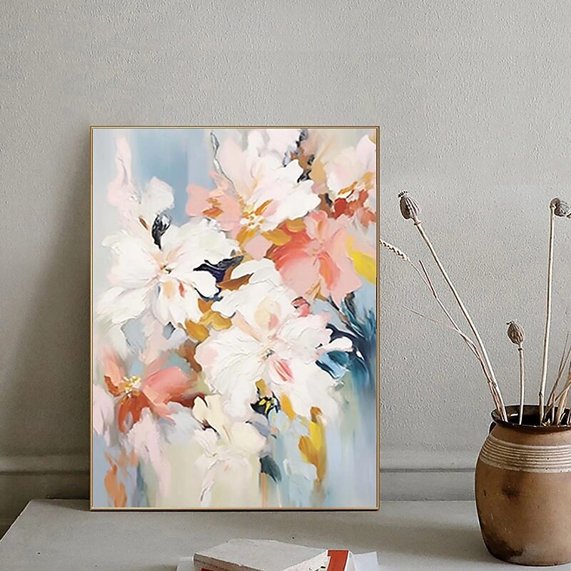 『ある日の花屋にて』 F8キャンバス 油絵 テクスチャーアート 原画 抽象画 ある日の花屋にて』 F8キャンバス 油絵 テクスチャーアート 原画