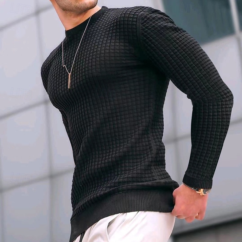 Bărbați Hanorca Hanorac Waffle Negru Alb Verde Militar Kaki Gri Închis Stil Nautic Simplu Striat Texturat Textură tricotată Sporturi & Exterior Zilnic Concediu Poliester Șic Stradă De Bază Casual 2026 - $18.99 –P11