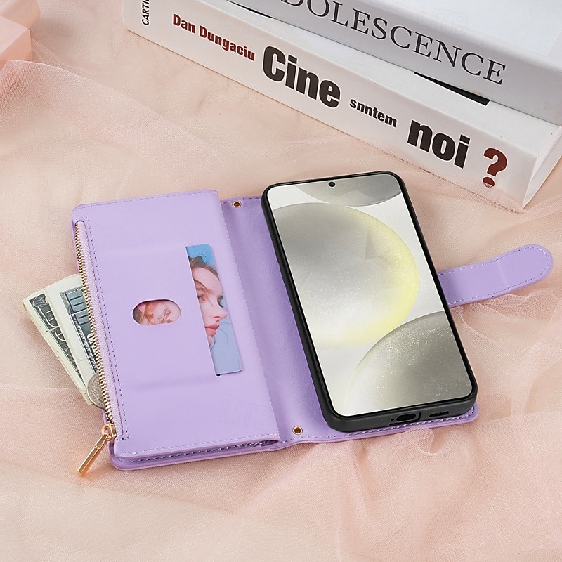 Phone Case For Samsung Galaxy S25 S24 S23 S23 FE S22 S21 Ultra Plus A55 5G A35 5G A25 A15 Wallet Case Magnetic Zipper with Lanyard Retro Geometric Pattern TPU PU Leather 2025 - $21.99 –P2