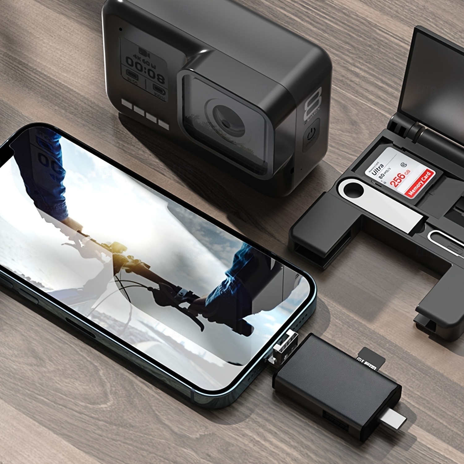 multifunksjonell otg kortleser 7 i 1 micro sd kortleser u minnekortleser type-c for digitale kameraer, smarttelefoner, nettbrett otg converter ekstern u disk, sd, tf universal med oppbevaringsboks 2025 - $23.99 –P8