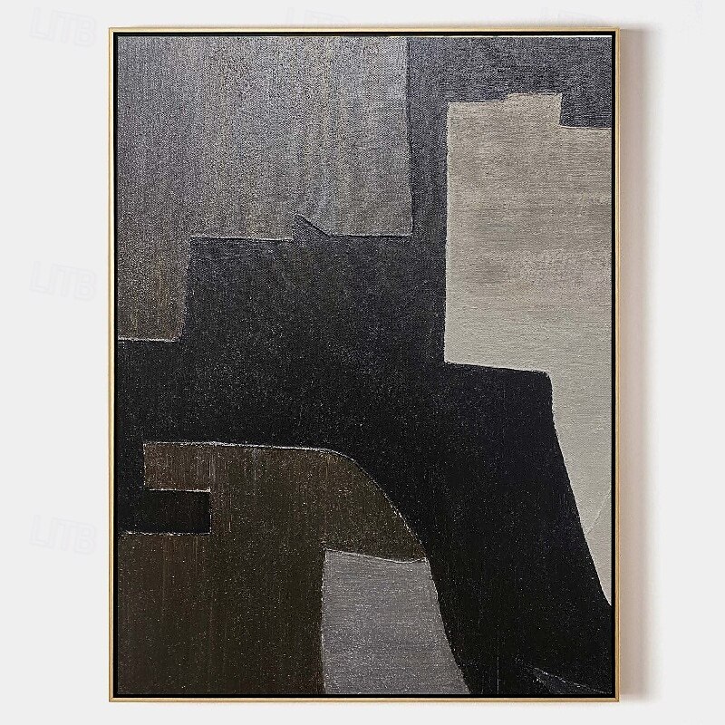 Peinture à l'huile noire 3D faite à la main sur toile, grand couteau à palette texturé abstrait peint à la main, peinture à l'huile boho, art mural personnalisé, œuvre minimaliste contemporaine pour de 2025 ? $116.99 –P2
