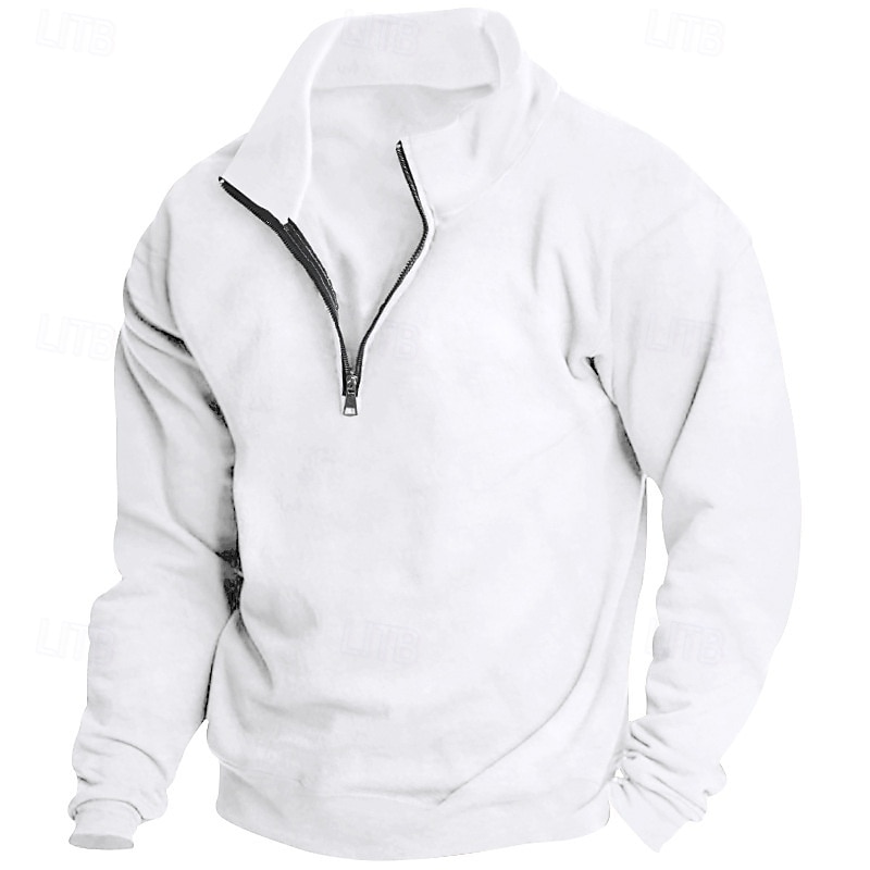 Men's Sweatshirt Polar Fleece Quarter Zip Sweatshirt Apricot Black White Wine Red Half Zip Plain Sports & Outdoor Daily Holiday Streetwear Basic Casual Fall & Winter Clothing Apparel Hoodies 2025 - $28.99 –P2