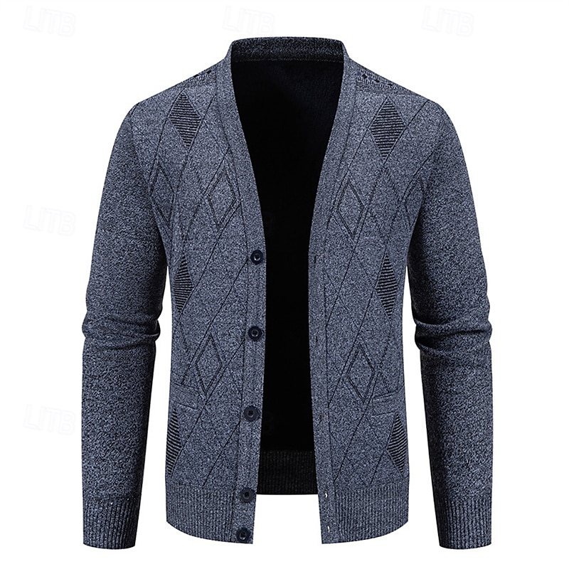 Herren Strickjacke Kurzer Pullover Strickpullover Herren Pullover Gerippt Stricken Standard Knopf hoch Seitentaschen Bogengimpe V Ausschnitt Modisch Klassisch Freizeitskleidung Verabredung Bekleidung 2025 - $31.99 –P1