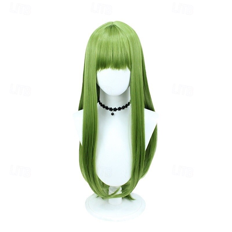 parrucca cosplay anime - 23,62 pollici verde erba capelli lunghi e lisci, resistente al calore del 2025 a $21.99 –P2