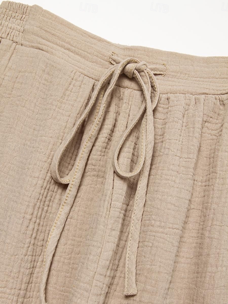 Femmes Taille EU / US Short en coton et lin Shorts amples Confort Longueur Genou Naturel Couleur Unie Cordon de serrage Conception à cordon élastique Respirant Léger Doux Non Elastique Vacances de 2025 ? $21.99 –P7