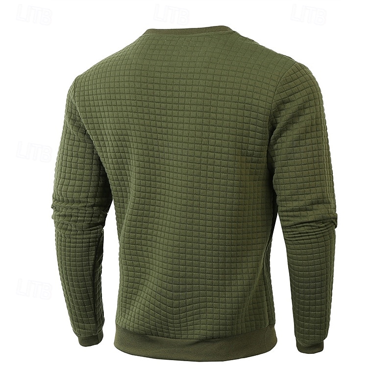 Bărbați Hanorca Hanorac Waffle Negru Alb Verde Militar Kaki Gri Închis Stil Nautic Simplu Striat Texturat Textură tricotată Sporturi & Exterior Zilnic Concediu Poliester Șic Stradă De Bază Casual 2026 - $18.99 –P13