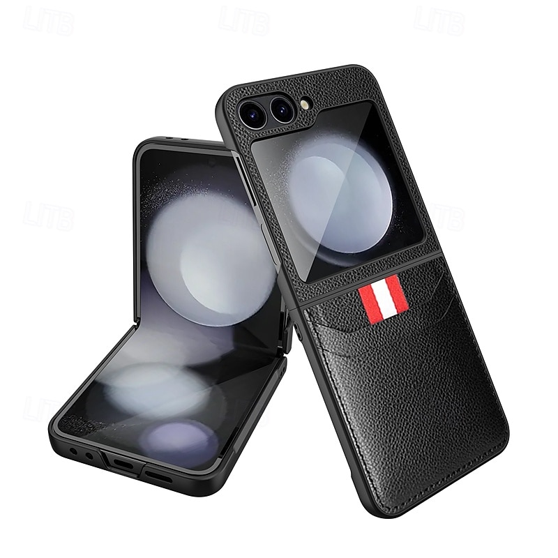 telefono Custodia Per Samsung Galaxy Z Flip 6 Z Flip 5 Copertura Posteriore con Proteggi Schermo Slot per Carte Resistente agli urti Retrò PC Pelle PU del 2025 a $20.99 –P7