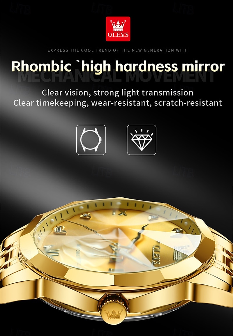 New Olevs Olevs Brand Fashion Trend Men'S Business Watch Decorative Luminous Calendar Week Display Automatic Mechanical Watch Leisure Waterproof Sports Watch 2025 - $74.99 –P8