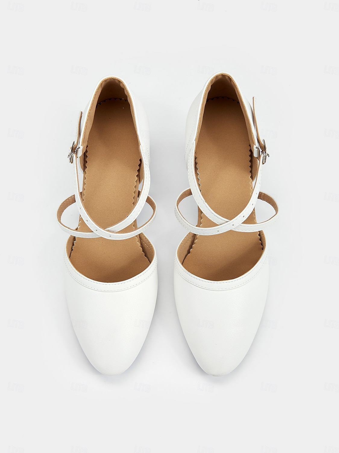 chaussures de danse en similicuir blanc avec bride croisée et boucle – talons de danse de salon et latine pour femmes de 2025 ? $34.99 –P5