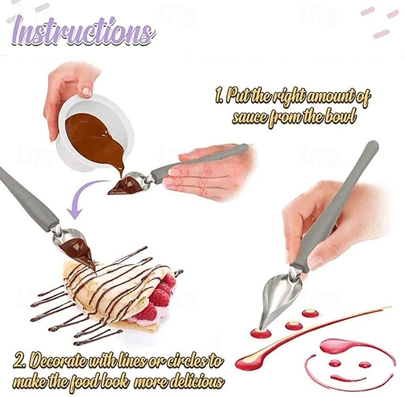 2pcs Culinary Precision Drawing Decorating Spoon Set Drizzle SpoonsProfessional Chocolate Spoon Filter SpoonsPlating Decorating Pencil Spoon for Decorative Plates Cake Coffee 2025 - $9.99 –P5