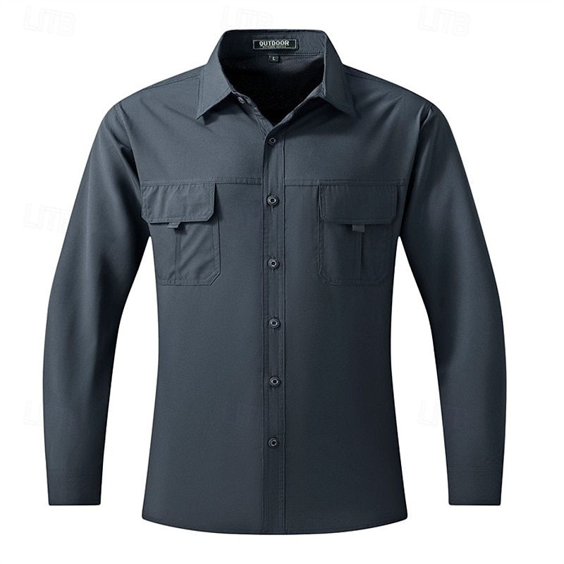Herren Hemd Arbeitshemden Knopfhemd Cargo-Shirt Schwarz Kaki Armeegrün Grau Langarm Glatt Kargen Urlaub Festtage Vordertasche Bekleidung Polyester Modisch Brautkleider schlicht Komfortabel 2025 - $32.99 –P3