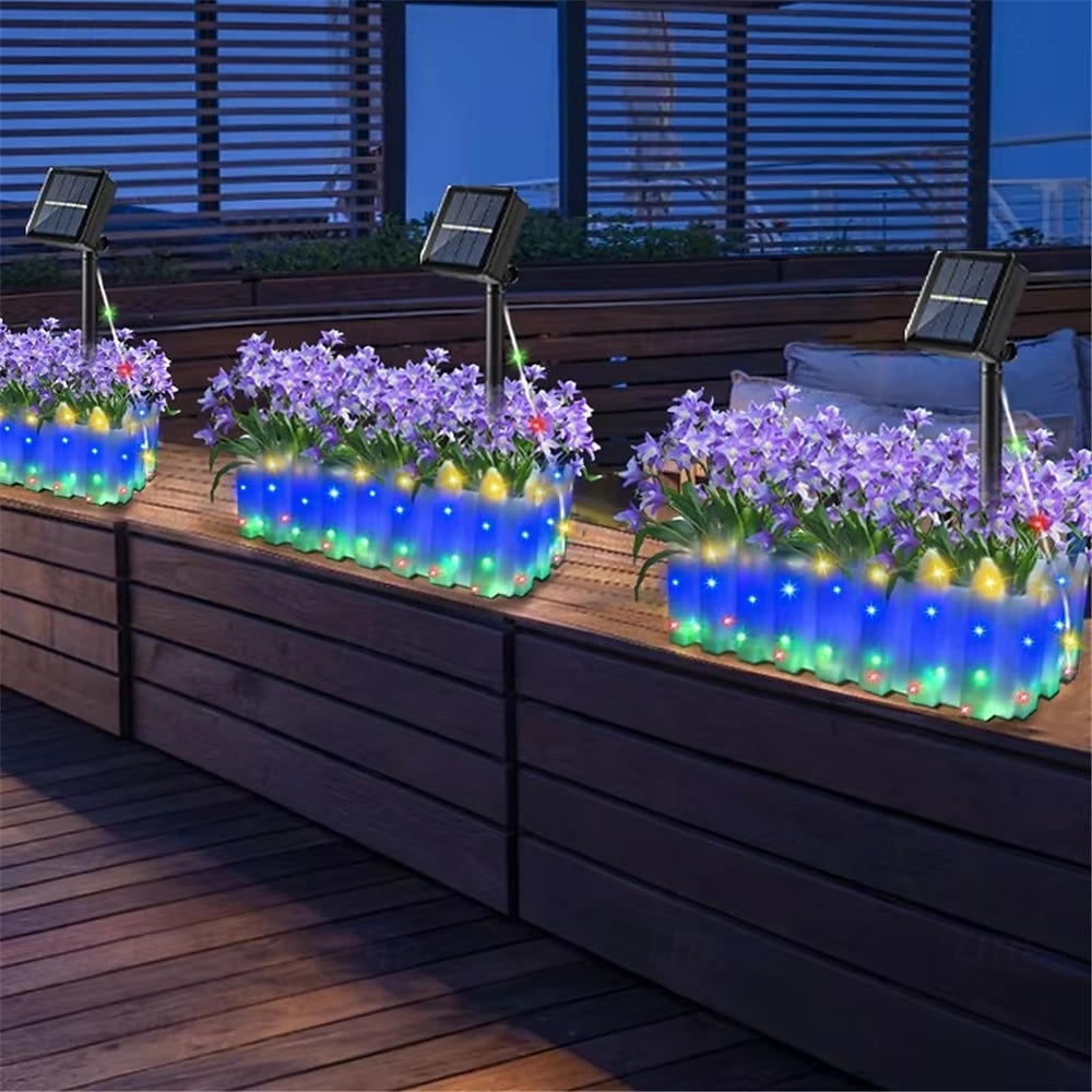 solcelledrevet lysende blomsterpotte lys balkong hage jul led lysende blomsterpotte til jul gårdsplass atmosfære dekorasjon 1 stk 2025 - $38.99 -P3