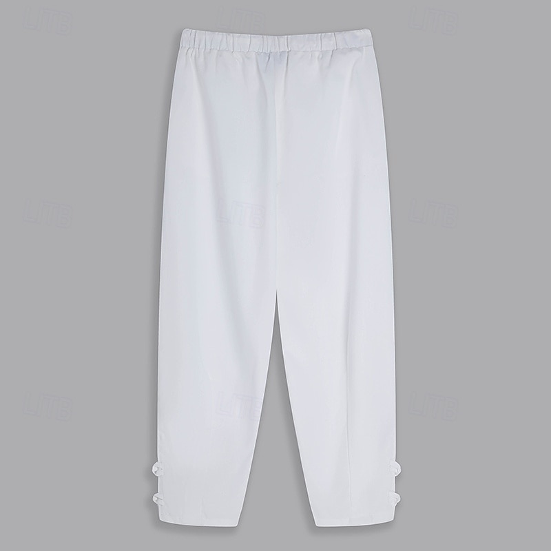 Homens Calças de linho Calça verão Calças Cropped Calças de praia Com Cordão Cintura elástica Tecido Conforto Respirável Comprimento da panturrilha Casual Diário Feriado Moda Estilo Clássico Preto de 2025 por $27.99 –P2