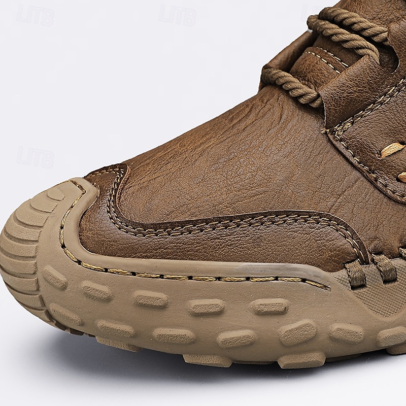 Men's Brown Faux Leather Outdoor Hiking Boots with Handcrafted Stitching, Lace-Up Design, and Non-Slip Sole - Durable and Comfortable Adventure Footwear 2025 - $64.99 –P3