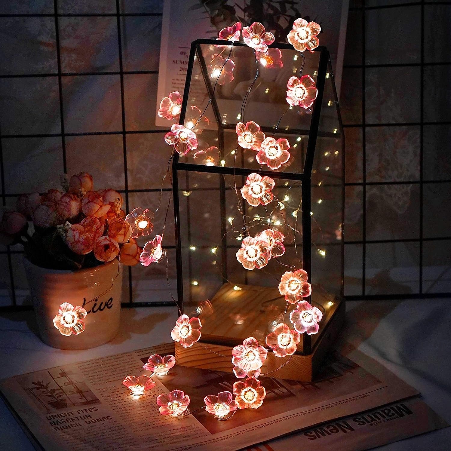 2025年 4m 40LED ソーラー 桜 キノコ ヘーゼルナッツ 銅線 ストリング ライト 屋外 防水 クリスマス 感謝祭 ガーデン パーティー バルコニー ホーム デコレーション  コレクション – $21.99 -P13