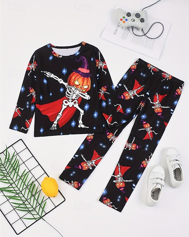 Para Meninos 3D Abóbora Conjuntos de pijama Conjuntos de pijama com camiseta e calça Manga Longa Impressão 3D Outono Inverno Ativo Básico Poliéster Infantil 4 anos + Gola Redonda Casa Diário Normal de 2025 por $16.49 –P3