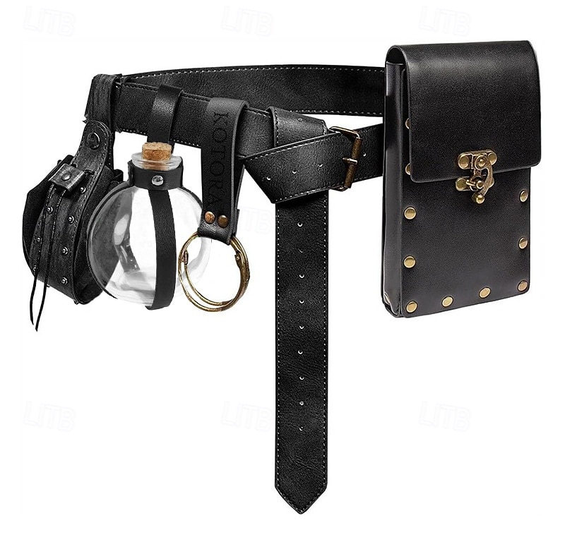 Medieval Renaissance Waist Belt Men's Women's Celtic Viking Fantasy Halloween Carnival Performance LARP Adults' Belt Sscabbard Magic Bottle 2025 - $37.99 –P1