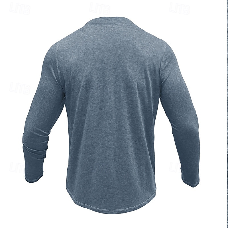 Herren T-Shirt mit Knöpfen T Shirt Henley Hemd T-Shirt Langarm Henley Frühling & Herbst Einfach Mode Designer Basic Urlaub Straße Ausgehen Meerblau Wein Blau Top T-Shirt für Herren 2025 - $26.99 –P6