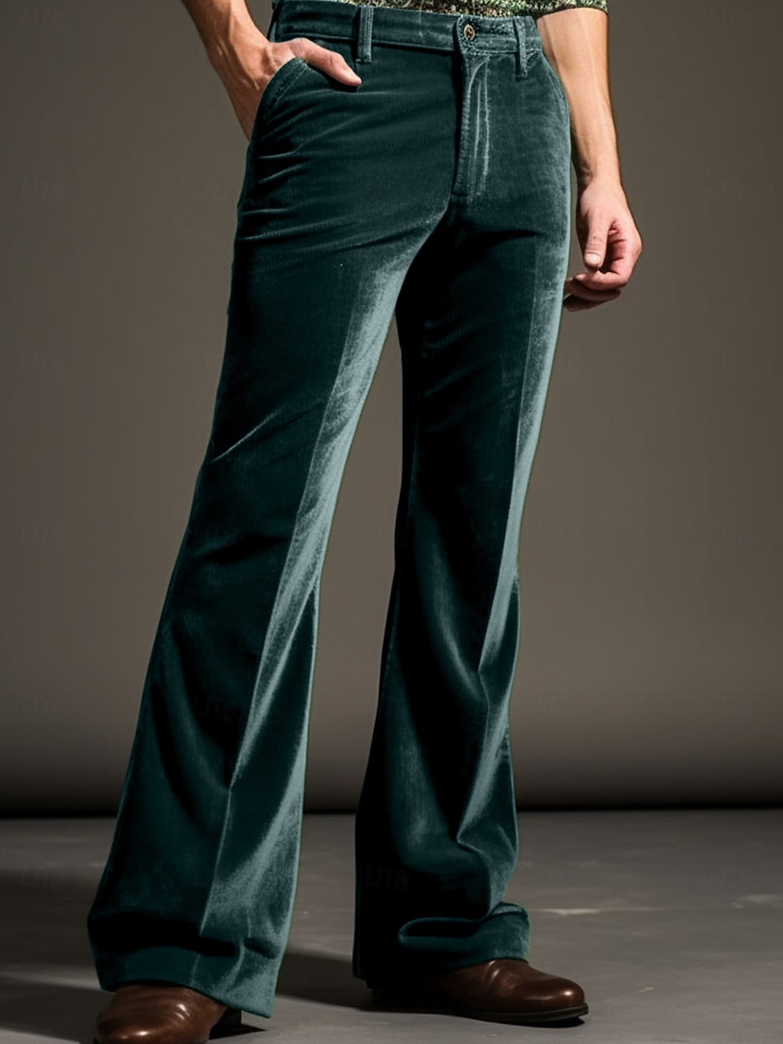 Herren Anzughosen Ausgestellte Hosen Glockenboden Hose Hosen Anzughose Tasche Glatt Komfort Atmungsaktiv Outdoor Täglich Ausgehen Modisch Brautkleider schlicht Blau Grün 2025 - $25.99 –P4
