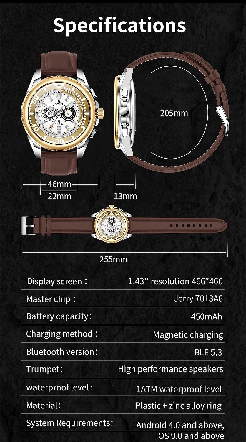 iMosi KC83 Smart Watch 1.43 inch Smartwatch Fitness Running Watch Bluetooth Pedometer Call Reminder Activity Tracker Compatible with Android iOS Women Men Hands-Free Calls Waterproof Media Control IP 2025 - $68.99 –P17