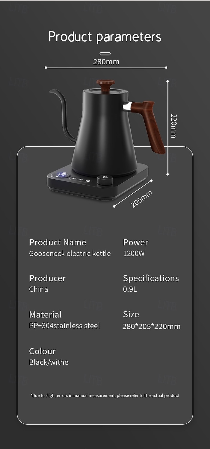Electric Gooseneck Kettle Fast Water Boiler Stainless Steel Inner Temperature Control LCD Display Auto Shut Off 0.9L Pour Over Coffee and Tea Kettle 2025 - $77.99 –P10