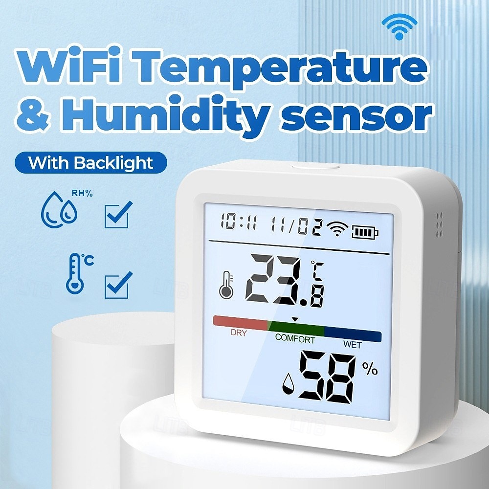 termometro igrometro termometro intelligente per la casa lcd retroilluminato con supporto staccabile sensore di umidità della temperatura digitale monitoraggio in tempo reale registrazione zigbee wifi del 2025 a $28.99 –P1