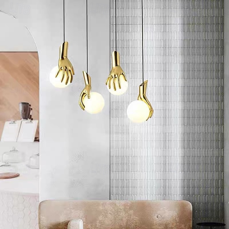 LED Pendant Light Warm White 15cm 1-Light Creative Luxury White Glass Shade Globe Golden Hand G4 Modern Pendant Lantern Design for Bedroom Dining Room 110-240V 2026 - $189.99 –P9