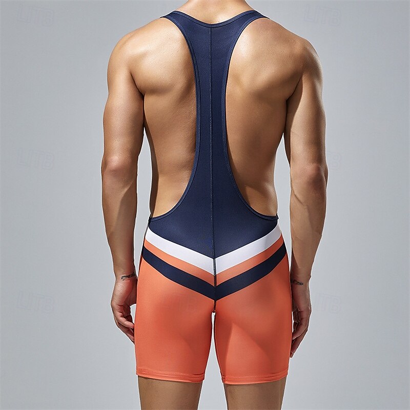 Pánské Wrestling Suit Kombinéza pro tvarování postavy Stahovací spodní prádlo Prodyšné Rychleschnoucí High Stretch Léto Jaro Polyester Venkovní Chůze Běhání Oranžová Zelená 2025 - $17.99 –P11