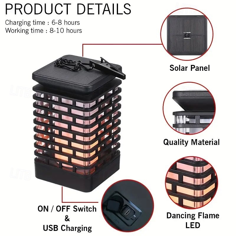 1/2pcs Solar Flame Lights Outdoor IP65 Waterproof Flashing Flame Light Solar Lantern Outdoor Hanging Light for Garden Patio Access Deck Yard Pathway Halloween Christmas Party Decoration 2025 - $44.99 –P1