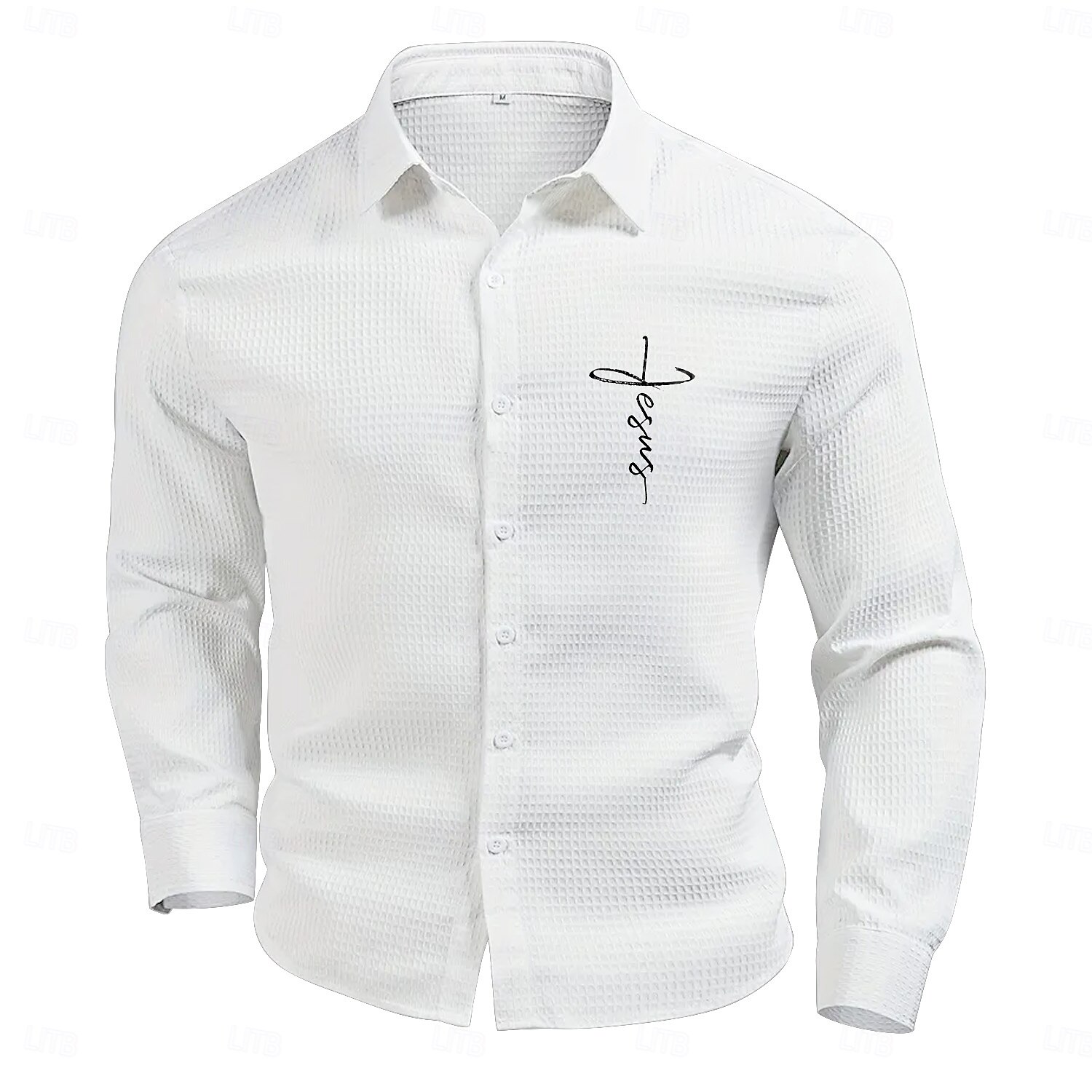 Per uomo Camicia a nido d'ape Camicia Estiva Camicia casual Camicia a maglia a nido d'ape Bianco Verde chiaro Rosa Grigio scuro Albicocca Manica Lunga Testurizzato Moda Collo ripiegato Vacanza Ferie del 2025 a $27.99 –P4