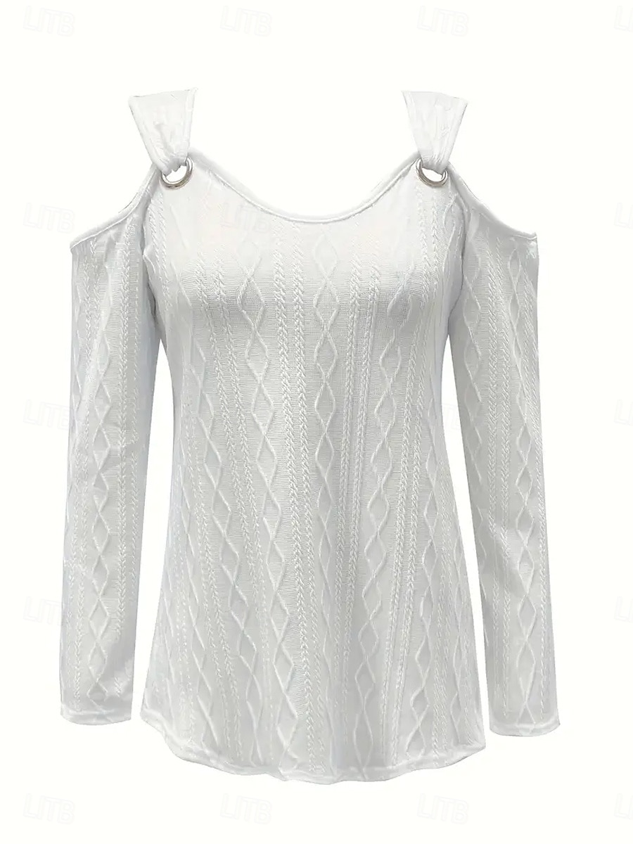 chemisier femme élégant moderne à manches longues hauts réguliers épaules dénudées travail quotidien noir blanc vert printemps automne de 2025 ? $27.99 –P5