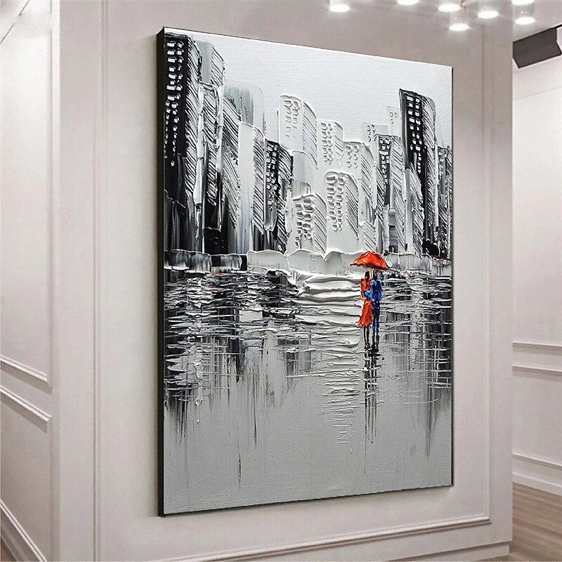 großes abstraktes Stadtgemälde handgemachtes urbanes Kunstgemälde handgemaltes Stadtskyline-Gemälde New York Skyline Ölgemälde New York City Gemälde Wandkunst großes abstraktes Gemälde 2025 - $108.99 –P12