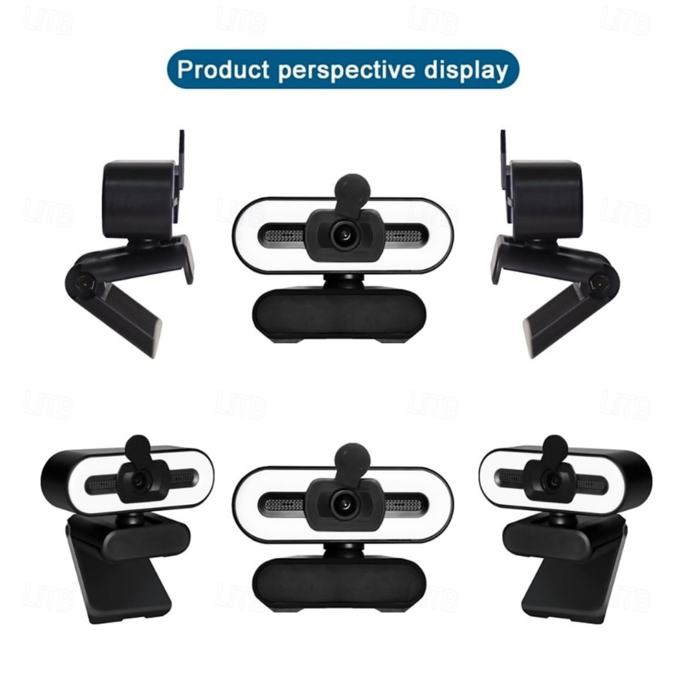 webcam 4k full hd met ring fill light laptop pc computer live broadcast video webcam met microfoon roterende camera's streaming webcam 2025 - $47.99 –P7