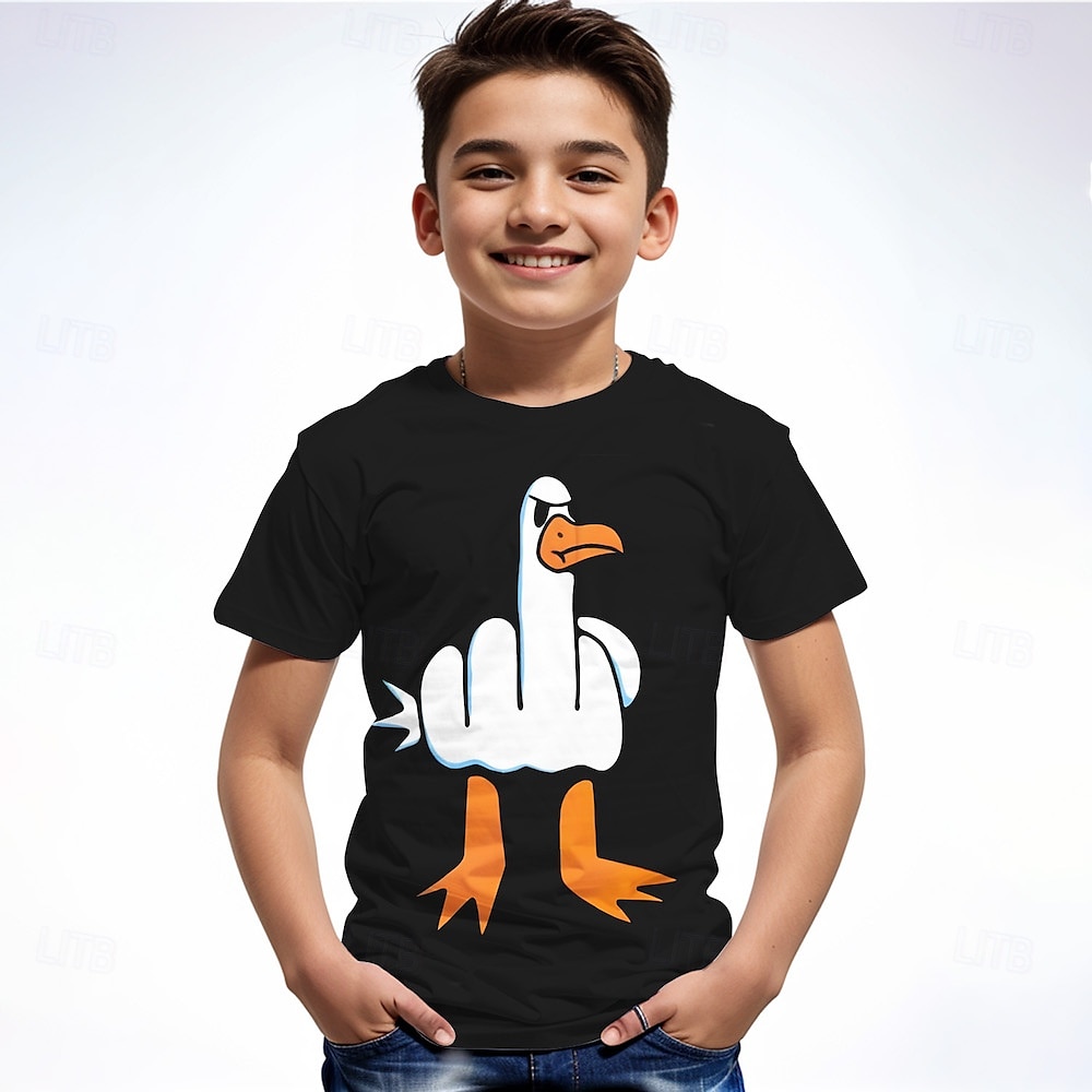 Gutt 3D Grafisk Dyr Tegneserie T skjorte T-skjorte Kortermet Sommer Vår Mote Grunnleggende Barn 4-12 år Crew-hals utendørs Avslappet Daglig Normal 2025 - $11.99 –P1