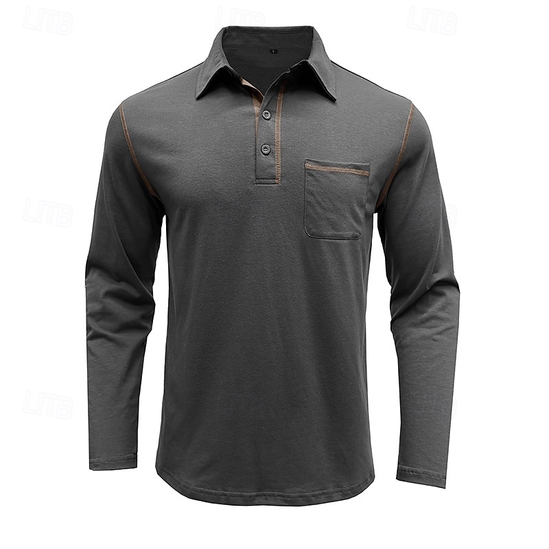 Herren Golfhemd Golfpolo Arbeit Casual Kargen Langarm Basic Modern Farbblock Patchwork Taste Frühling & Herbst Regular Fit Wein Schwarz Armeegrün Königliches Blau Dunkelgrau Braun Golfhemd 2025 - $21.99 –P5